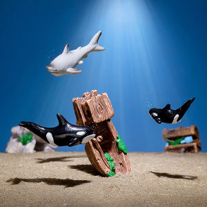 [caichuitan] Mini Simulated Whale Turtle Aquarium Fish Tank Micro Landscape Home Desktop Car Dashboard Ornaments