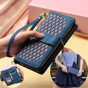 Lanyard Zipper Wallet Flip Leather Case for Samsung Galaxy A55 A15 A05 A35 S24 Ultra S23 S21 FE S22 Plus Cards Crossbody Cover