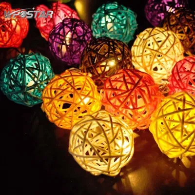 20 LED Rattan Ball String Lights for Home Garden Party Wedding Christmas Decoration