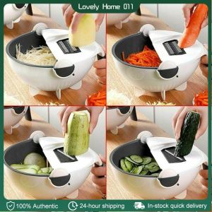9 In 1 Home Multifunction Detachable Kitchen Easy Use Drain Basket Vegetable Cutter Set