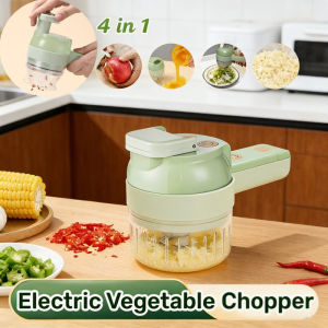 4 In 1 Electric Food Chopper Handheld Vegetable Cutter Garlic Masher Pepper Slicer Kitchen Tool