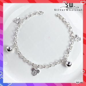 SilverWholesale #BB150 Original Silver 925 "Sparkling Mickey Mouse" Baby Bracelet Anklet (Gelang Kaki/Tangan untuk Baby)