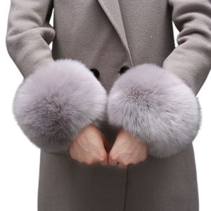 MAXG Faux Fur ARM Hâm Mềm Ban Nhạc cổ tay Găng Tay Găng Tay Windproof Găng Tay Găng Tay Mùa đông Tay Áo Tay Cổ Tay Cổ Tay Ấm Cuff Phụ nữ Sang Trọng Cuff Oversleeve