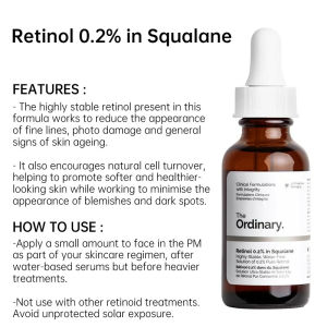 The Ordinary Retinol Serum Anti Aging Melasma And Pekas Remover Retinol 0.2%-0.5%-1% in Squalane Anti Wrinkles Acne Dark Spots Remover Blemishes Treatment Acne Pimple Marks Remover For Face Essence 30ml