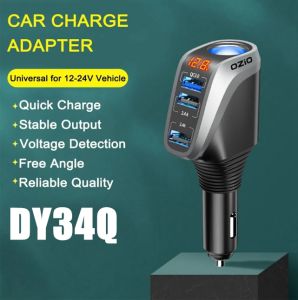 OZiO 90W Car Charger 12-24V USB Mobile Phone Charging QC3.0 with Voltage Display