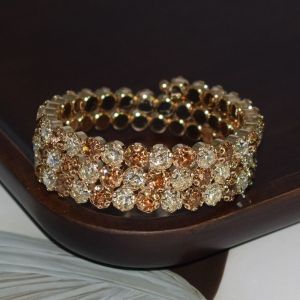 MAKERVY  For Women Crystal Rhinestones Hand Wrist Bracel Wedding Bangles Crystal Bracelets Five Rows Bangles