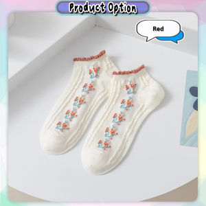 [Blink] Flower Ankle Socks Floral Short Socks Women Ankle Cotton Sock 花边短袜子女 Stokin Pendek Perempuan - SK40
