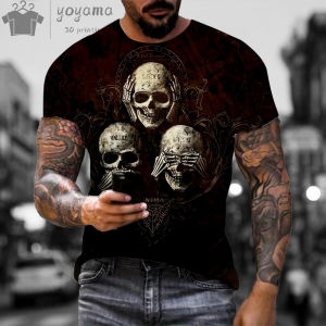 Oversize Man Skull Print Tee Shirt Men Skull Graphic T shirts Mens Summer Clothes 3D Print Oversize Man T shirt Y2k Clothes Top