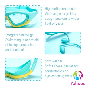 YAHOO kids waterproof swimming goggles anti-fog children silicone swim goggles with earplugs
