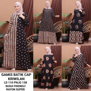 GAMIS BATIK CAP KRIWILAN LONG DRESS BUSUI FRIENDLY RAYON SUPER GAMIS PEKALONGAN