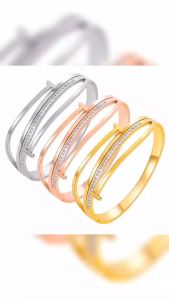 European and American Cross-Border Stainless Steel Bracelet Simple Niche Design Light Luxury High-End Feel Double T Zirconia Gold-Plated Bracelet for Women