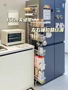 [SG Stock]Kitchen Racks No Drill Double Sided Pull Out Storage Organizer for Narrow Space