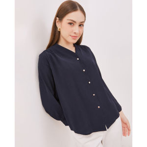 Urban Exchange Yudith Navy Blouse - Atasan Blouse Navy V-Neck