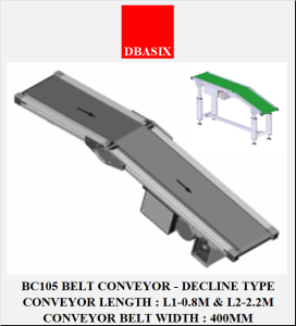 DBASIX - Decline Type PVC Belt Conveyor / PU Belt Conveyor / Mini Belt Conveyor / PVC Production Conveyor - BW400mm x L1-800mm x L2-2200mm