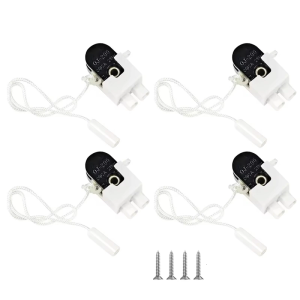 Pack of 4 Small Pull Cord Switches Home Accessory for Bathroom Light Ceiling Lamp Sturdy Plastic Materials 250V 2A