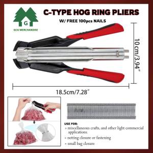 Hog Ring Pliers Manual C Type l Plier Tool with free C-type Clips Hog Ring Practical Tool