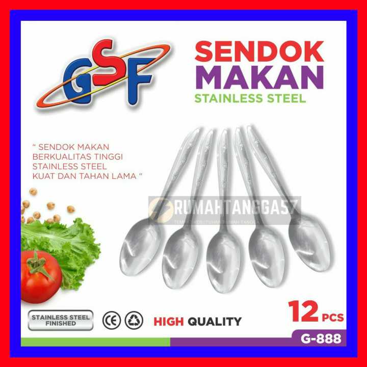 SENDOK MAKAN MOTIF BINTANG G-888 ISI 12PCS / SENDOK MAKAN STAINLESS ISI 12 PCS / SENDOK MAKAN MOTIF BINTANG 1 LUSIN / SENDOK MAKAN MOTIF BINTANG GSF G-888 / SENDOK GSF GSF G 888  / SENDOK MAKAN 12PCS 1 LUSIN