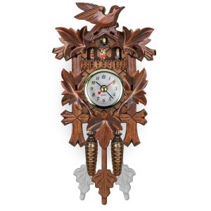 BLACKON Tháp rừng Đồng hồ cổ điển hình con lắc bằng gỗ Cổ điển Im lặng Đồng hồ treo tường bằng gỗ Nhiều phong cách Chuông 3D Đồng hồ báo hiệu 3D Trang trí tường
