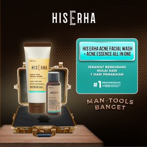 HISERHA Bundle Gentle Acne Facial Wash 100g & Acne Essence 60ml - Sabun Muka dan Serum Jerawat Khusus Pria