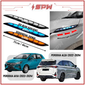 Universal Fender / Hood / Bonnet LED Light (31cm / 46cm) Sequential Signal Lamp Welcome Light Animation Perodua Axia 2023-2024 / Alza 2022-2024