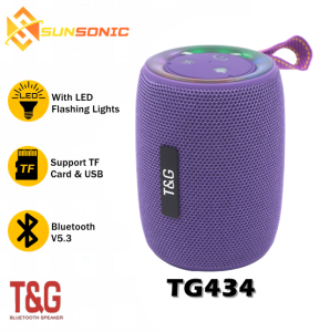 T&G TG434 TWS V5.3 Portable Wireless Powerful Bass RGB Lighting Speaker support TF Card USB AUX In FM Radio Function