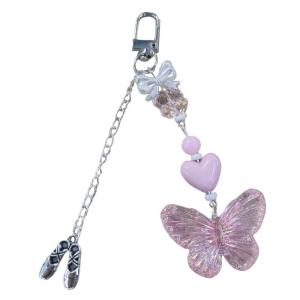 Cute Butterfly Ballet Shoes Keychain Pendant Lovely Hanging Decorations Keyring Charm for Purse Bag Backpack Handbag