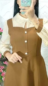 Dress Korea Kerah Payet Import Premium Real Picture