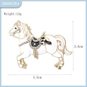 【SHANGZE4】 New Classic White Black Rhinestone Horse Brooches For Women Zodiac Animal Lapel Pins Casual Party Accessories Fashion Jewelry