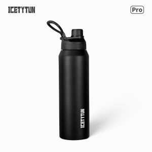 ICETYTUN Polar White 33oz Wide Mouth with Spout Lid 18/10 Stainless Steel Portable Copper Coating Triple Wall Flask