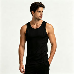 4XL-9XL Men’s Plus Size Sando Tank Top  U-Neck Ribbed Stretch Loose Fit Breathable Sleeveless Shirt for Casual Gym Wear