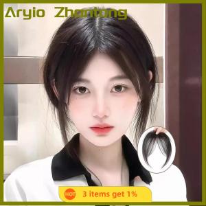 Aryio Middle Part Bangs Fringe Synthetic Topper Hairpiece Clip-In Bang Extension Natural Invisible Clourse Hairpiece Women