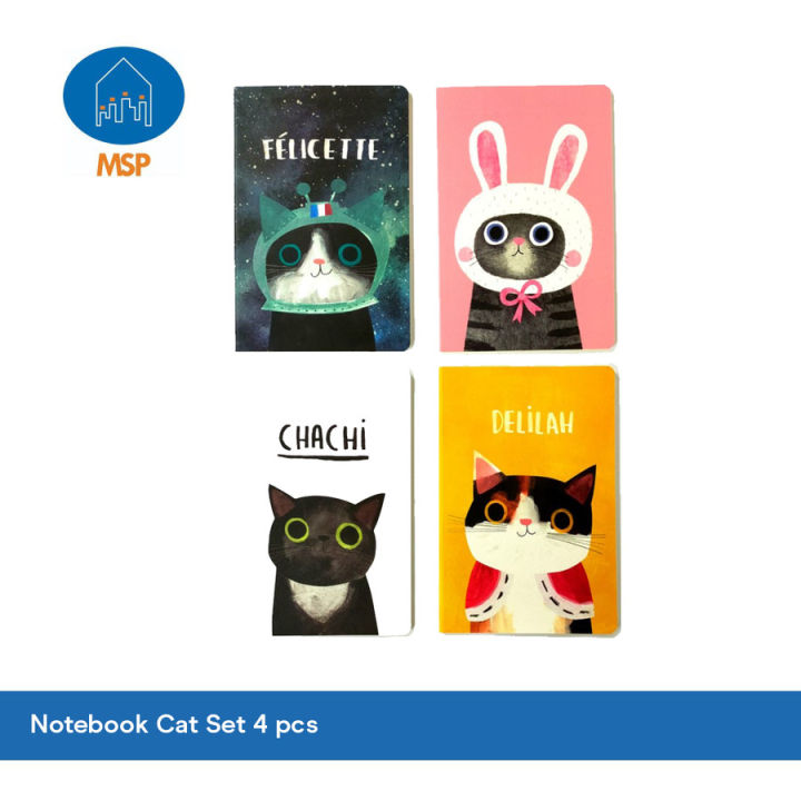 Buku Catatan Bergaris Set / Notebook Cover Cat / MSP-A2-2 / 4 pcs