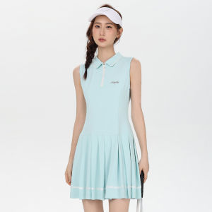 Summer Golf Clothing For Women  New Style Sleeveless Collar Half-zip Dress Fashionable High-quality Slim-fitting Moisture-wicking Breathable Elastic Comfortable Outdoor Casual Sports Ball Skirt