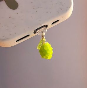 HBESTY Mobile Phone Dust Plug Pendant Mobile Phone Accessories Decoration Cute Grape For iPhone For Samsung Type-C Port Phone Dust Plug