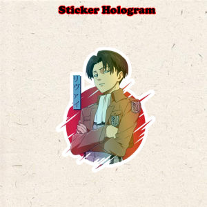 Stiker Hologram anime Levi Attack on titan ukuran 7 cm