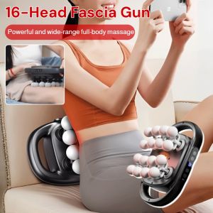 16-Head Fascia Gun Full-Body Muscle Relaxation Massager Rechargeable Portable Cervical Spine Back Waist Massage Instrument