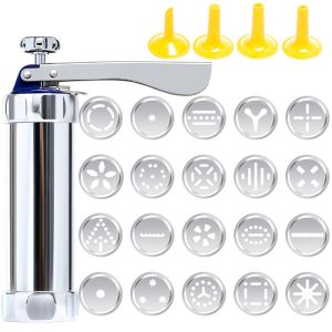 OKDEALS01 20 Cookie discs Cookie Machine Mold Aluminium Alloy 4 nozzles Cookie Press Kit Kitchen Tool Manual Operation DIY Biscuit Maker Cooking