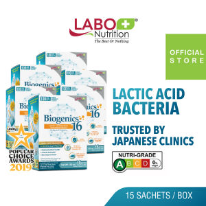 [6 Boxes] LABO Nutrition Biogenics 16 Predigested Probiotics for IBS Digestive Balance Bowel Regularity Immunity Diarrhoea Constipation Cleanse Colon & Eczema Supplement • Made in Japan • 15 Sachets
