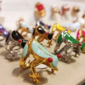 FIRST SONG Geometric Frog Drip Oil Ring Dripping Oil Korean Style Painting Ring Cute Alloy Enamel Ring Women