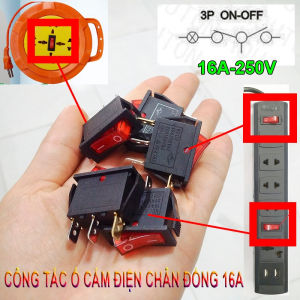 Công Tắc Dùng trong ổ Điện 16A/250V Chân Đồng Có LED báo Nguồn ON OFF Hàng tốt model KCD3