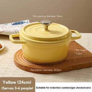 Enamel Ceramic Pot 20/24/28cm Non Stick Soup Pot Enamel Csat Iron Pot Slow Cooker Suitable for All Stoves
