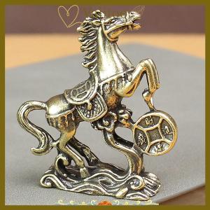 [Valitoo] Brass Horse Step On Coins Lucky Statue Feng Shui Desk Miniatures Pure Copper Crafts Collections Chinese Home Office Figurines
