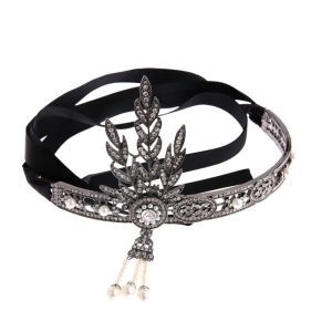 great gatsby accessories gatsby hair accessories Gatsby accessories for women Women Hairband Bridal Headdress Trendy Headwear Long Chain Crystal Headband Diamond Makeup Party Hair Accessories Leaf Headband Korean Style Headband Great