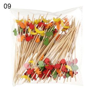 LINSBAYWU 100Pcs Wedding Party Supply Toothpick Skewer Salad Sandwich Toothpicks Cupcake Fruit Fork Bamboo Picks Handmade Toothpicks Fruit Sticks Food Fruit tail Decor