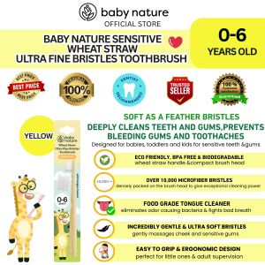 Baby Nature Wheat Straw Sensitive Ultra-fine Bristle Yellow Toothbrush 0-6 yrs old