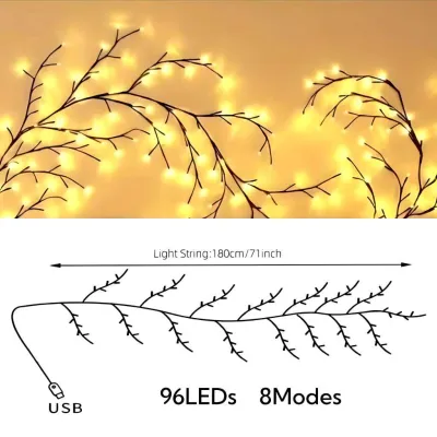 LED Branch Vine Lamp Tree Light Christmas Halloween Decoration Night Light For Room Wall Decoration