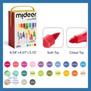 (24PCS Dual Tip Washable Marker) Mideer Marker - Children Kid School Drawing Colouring Tools Marker Supplies