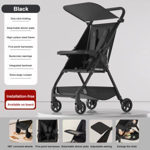Baby Stroller One-click Folding Comfortable Light Stroller For 1-6 Years Old Baby Boarding Allowed Stroller For Toddler Adjustable Sunshade Baby Stroller