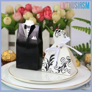 【Enthusiasm】🌟🌟【Hot Sale】🎈 20pcs/lot Bride and Groom Dresses Wedding Candy Box Gift Bags DIY Wedding Decor