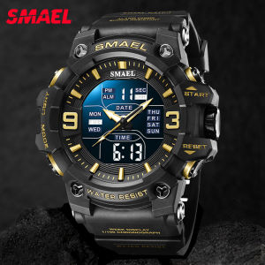 SMAEL Top Brand Sports Mens Watches Outdoor Waterproof LED Digital Analog Quartz Watch Date Light Alarm Stopwatch Clock